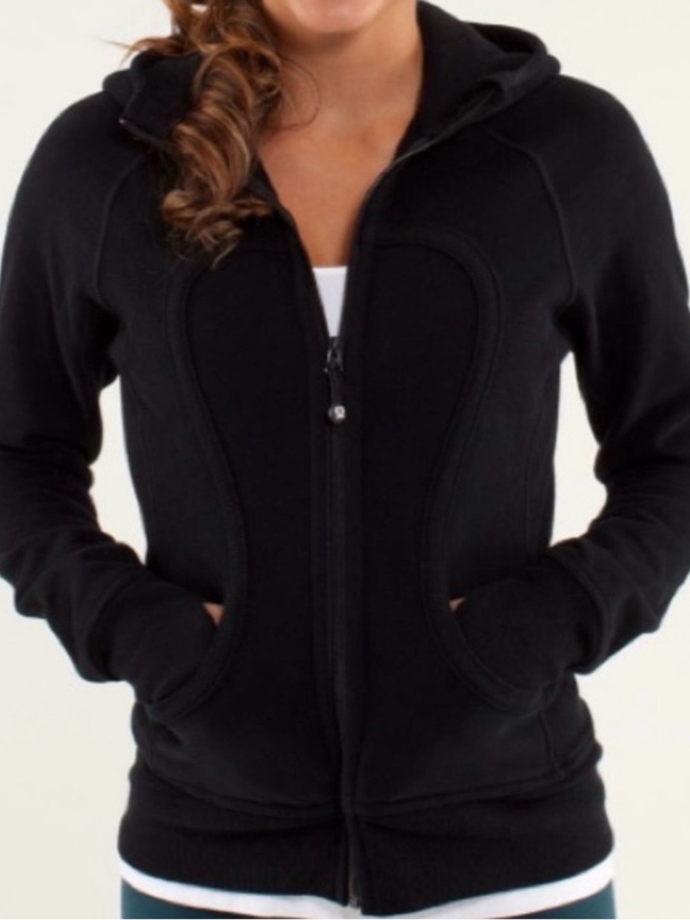 Lululemon Scuba Black Zip-Up Hooded Jacket - Size 6